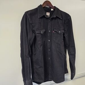 Men's Classic Black Levi's Denim Button Down Shaket Shirt